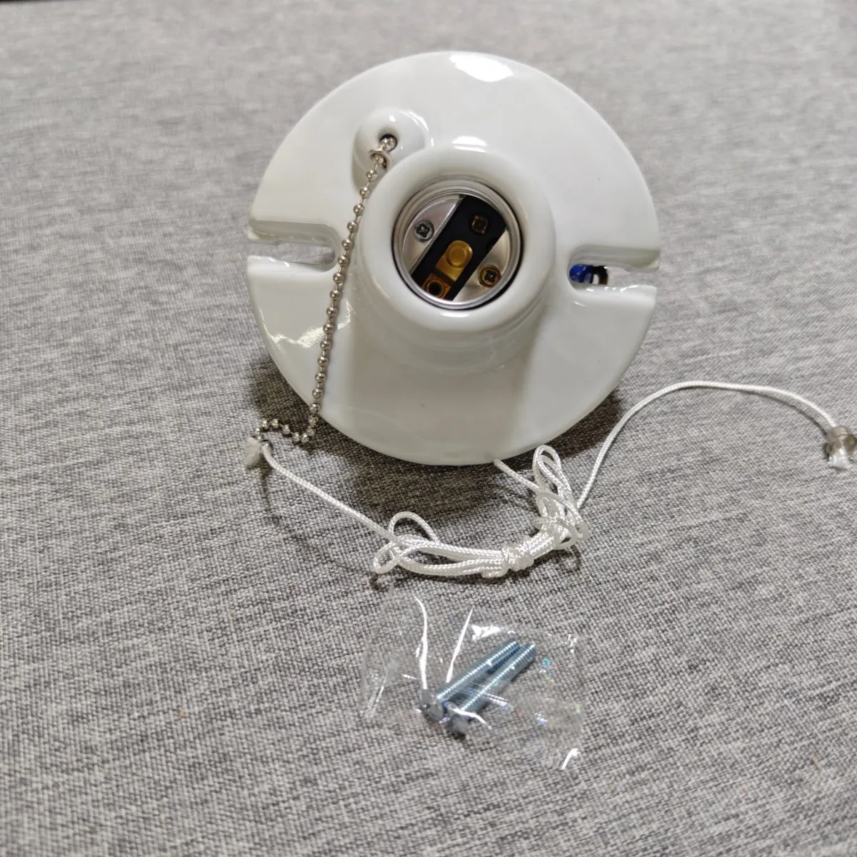 JOYINLED E27 Ceramic Ceil Light Bulb Lamp Holder with Pull Chain Multicolored Porcelain Light Socket Suspended Lighting Fixture