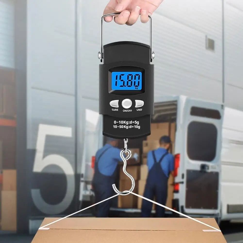 Mini Handheld Electronic Hanging Scale 50kg LCD Backlight Portable Digital Weight Scale Travel Luggage Fishing Scale