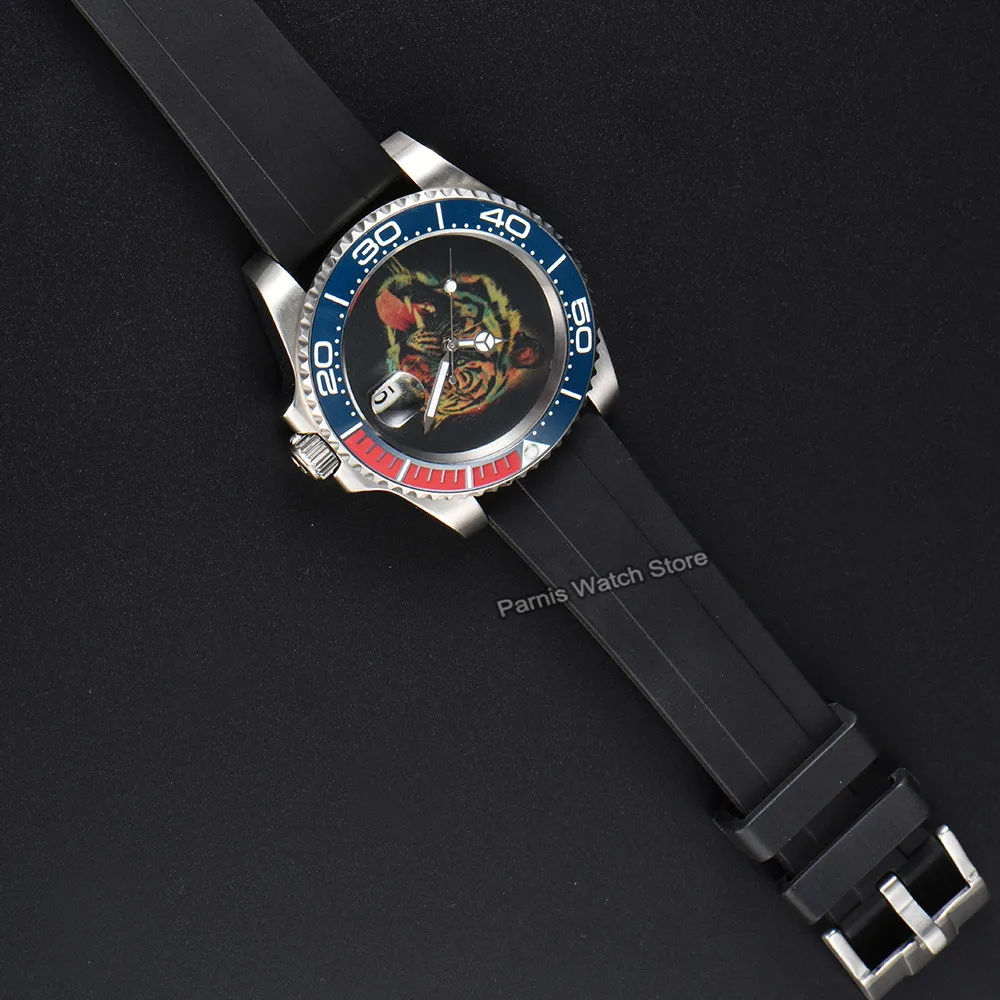 Parnis 40mm Mechanical Watch Fashion Automatic Watch Men Custom Colorful Dial Rotating Bezel