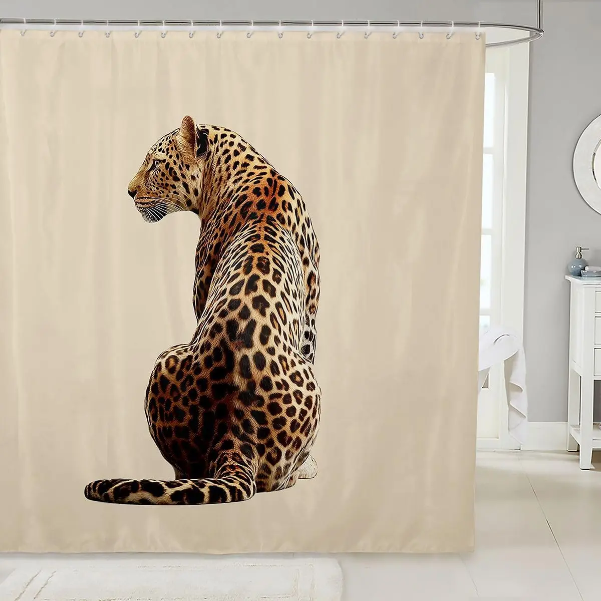 Cheetah Print Shower Curtain Wild Leopard Fabric Shower Curtain,180x180cm,Africa Safari Animal Bathroom Shower Curtain