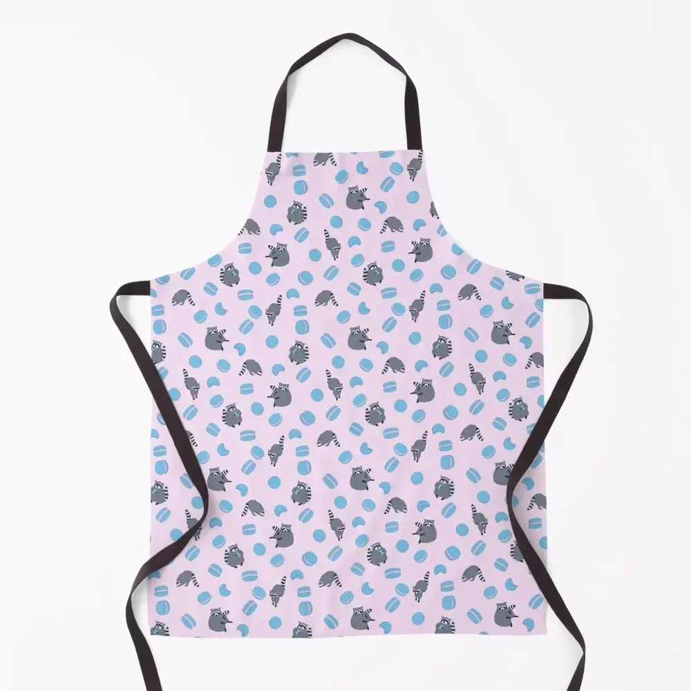 

Macaron Raccoon Blue Apron women's kitchens cook wear kitchen and home kitchen clothes Apron