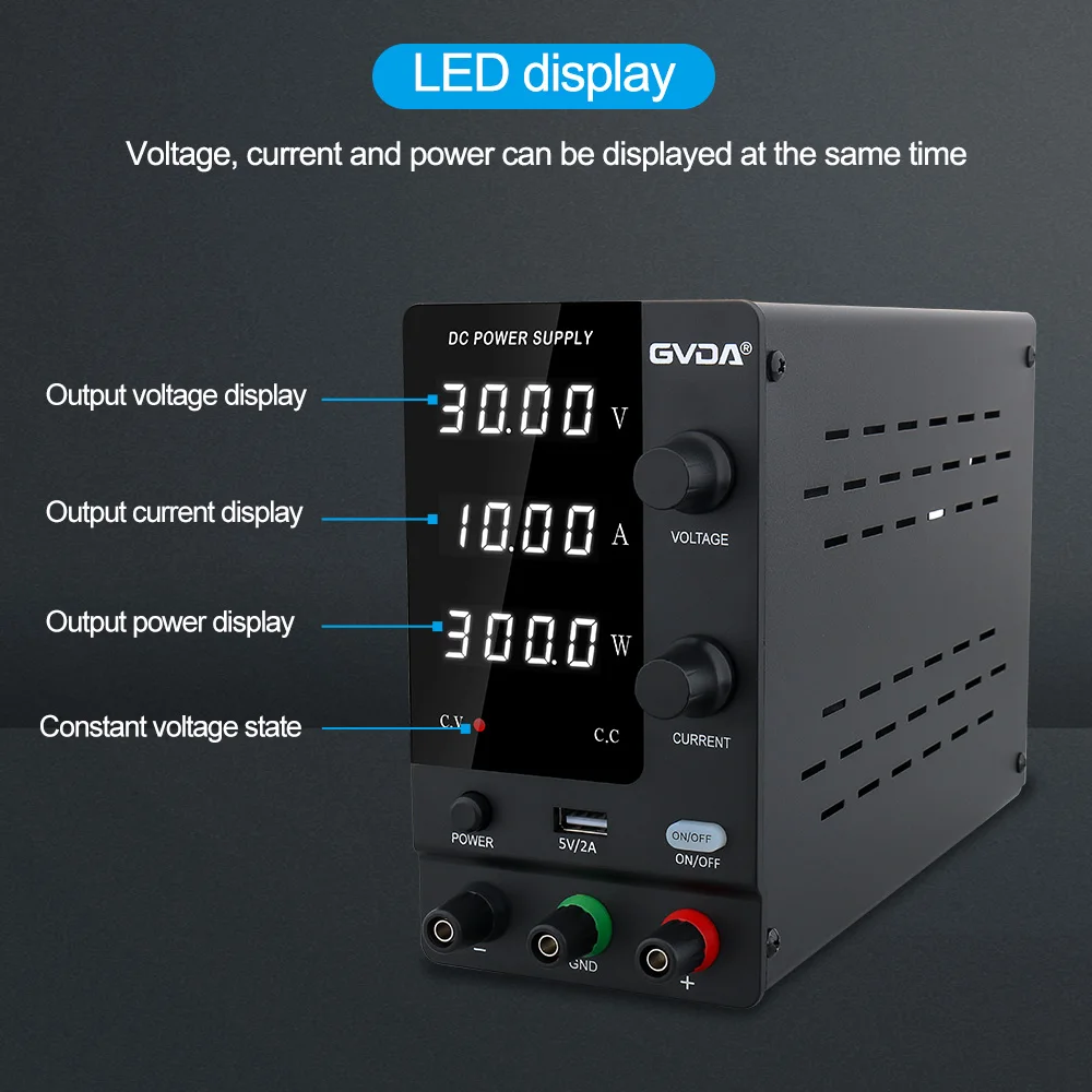 GVDA Adjustable DC Regulated Power Supply Stabilized Switch Power Supply Stabilizer Switchable Laboratory Lab Bench Power Source