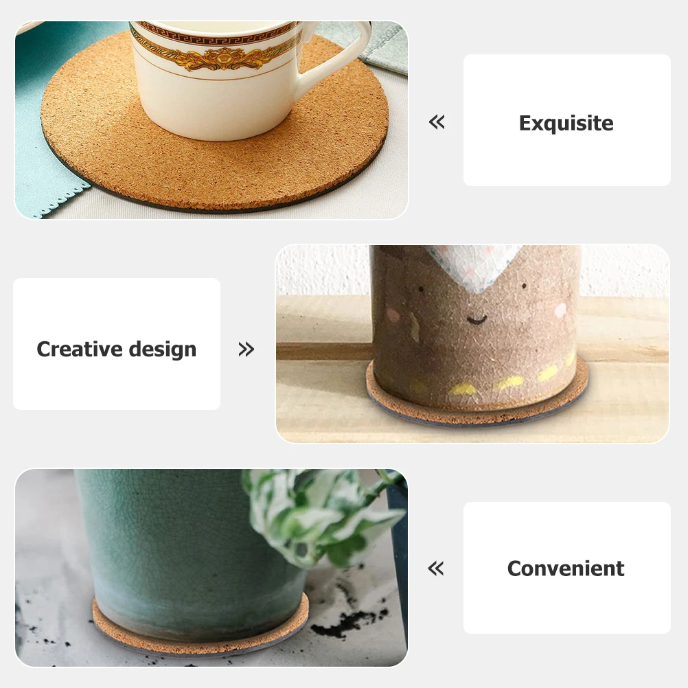 

4pcs Anti-Slip Flower Cork Plant Coasters Round Mats For Garden Decor Diy Home Use Waterproof Floor Protection