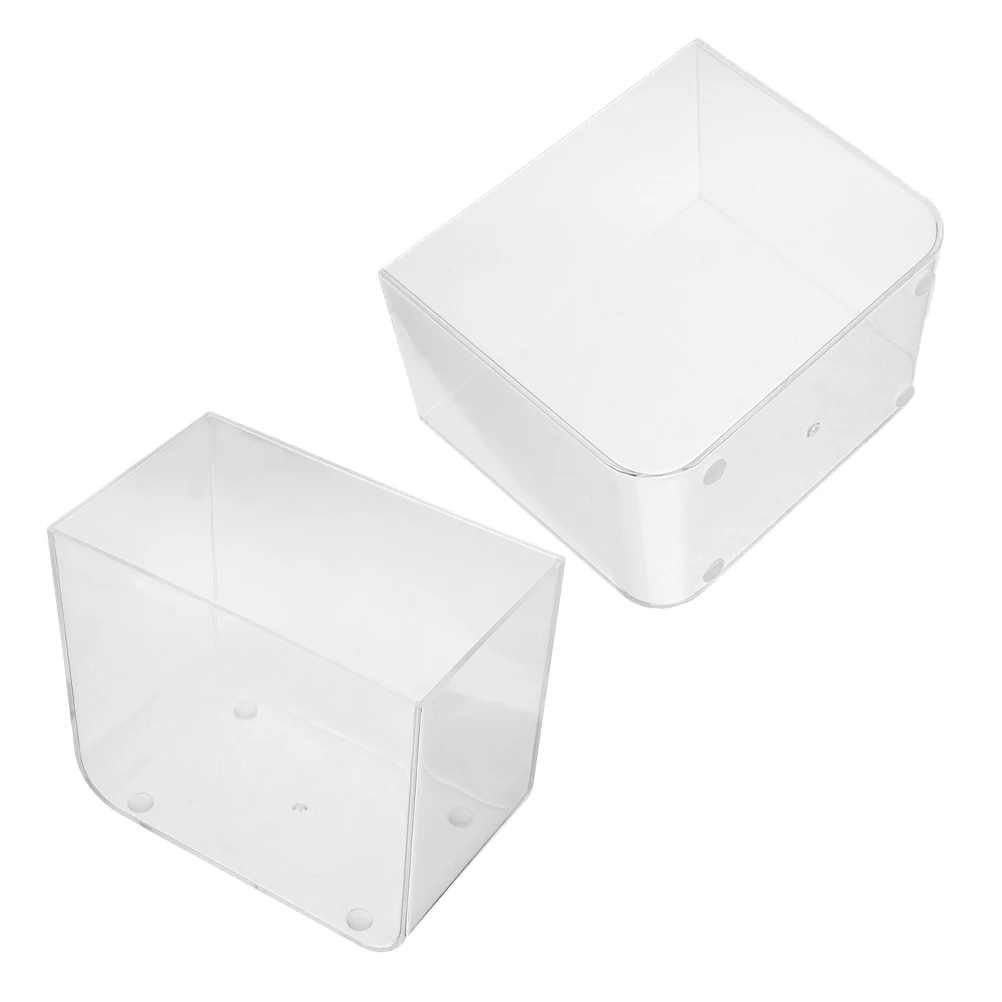 

2Pcs Open Tank Small Square Aquarium Desktop Mini Betta Goldfish Turtle Transparent Plastic Tank Fish Aquarium