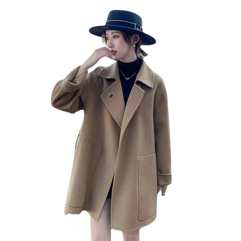 Double-sided Cashmere Coat Women\'s Winter New Mid length Belt Small Man Temperament Woolen Coat