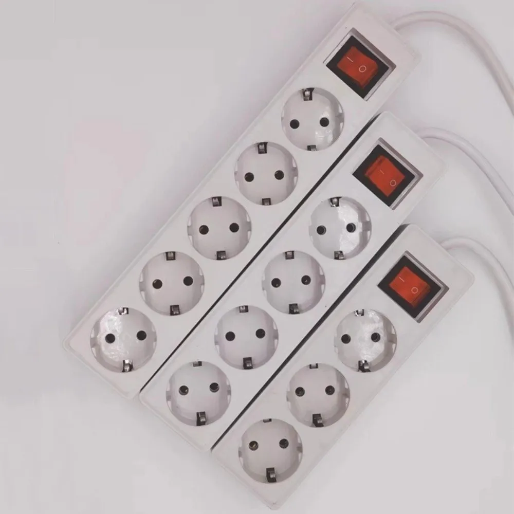 

Portable 3/4/5 Sockets EU Power Strip 2/3/5Meters Cord with ON/OFF Switch Power Converter Multiple Sockets Flat Adapter Russia