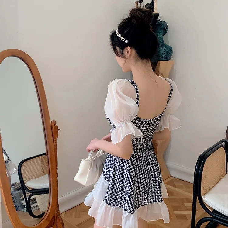 Maillot de bain une pièce pied-de-poule, jupe pour femmes, Style conservateur et Slim
