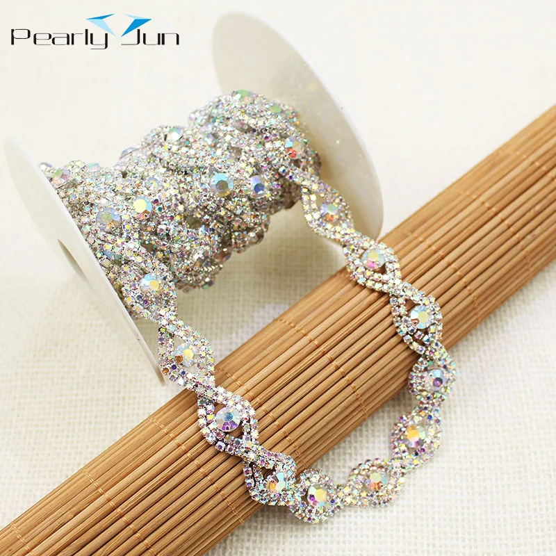 1/5 Yards 1.5cm Cross Braided Diamond Chain Rhinestone Trim Used For Dress Skirt Shoes Hat Webbing DIY Sewing Accessories ML039