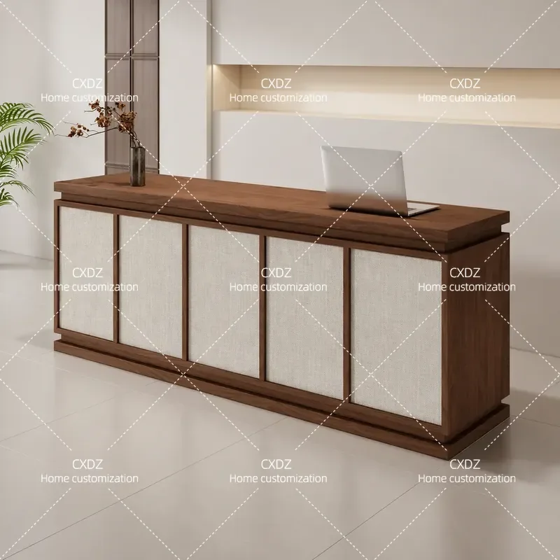Clothing store Bar checkout page Small cabinet Light luxury high-end women's clothing store Log retro style rattan front desk