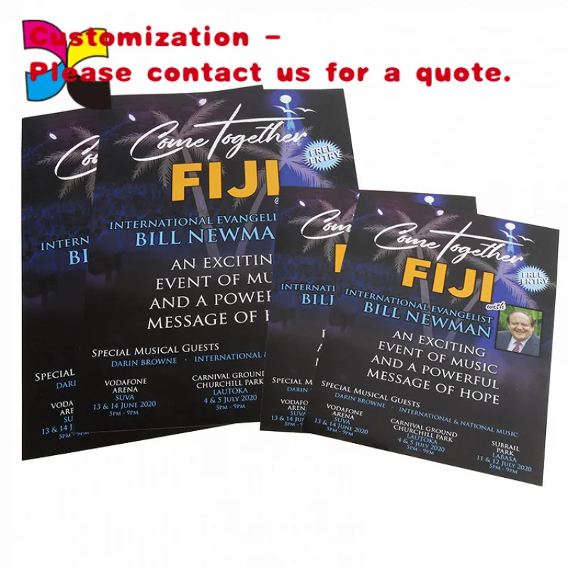 custom.80lbs or 90lbs Coated Paper Weight Printing Custom Single Sheet and Folded Colored Brochure Printing