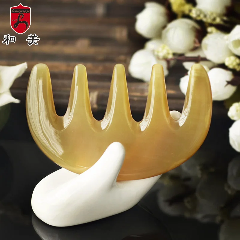 US Supply Massage Comb Horn Wide Teeth Scalp Massage Comb Massage Comb Creative Horn Five Teeth Massage Meridian Comb Wholesale