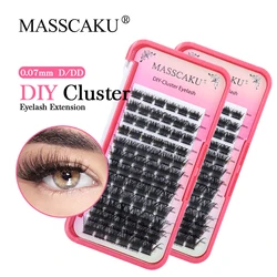 MASSCAKU 12Rows Pre-cut Faux Cils Eyelash Cluster Bonder Glue Seal DIY lashes Kit Coating Fishtail Tweezer Suit Freeshippping
