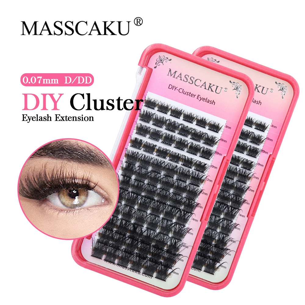 MASSCAKU 12 rzędów wstępnie wycięte Faux Cils klejenie do klejenia do rzęs DIY zestaw do powlekania Fishtail pęseta garnitur freesupping