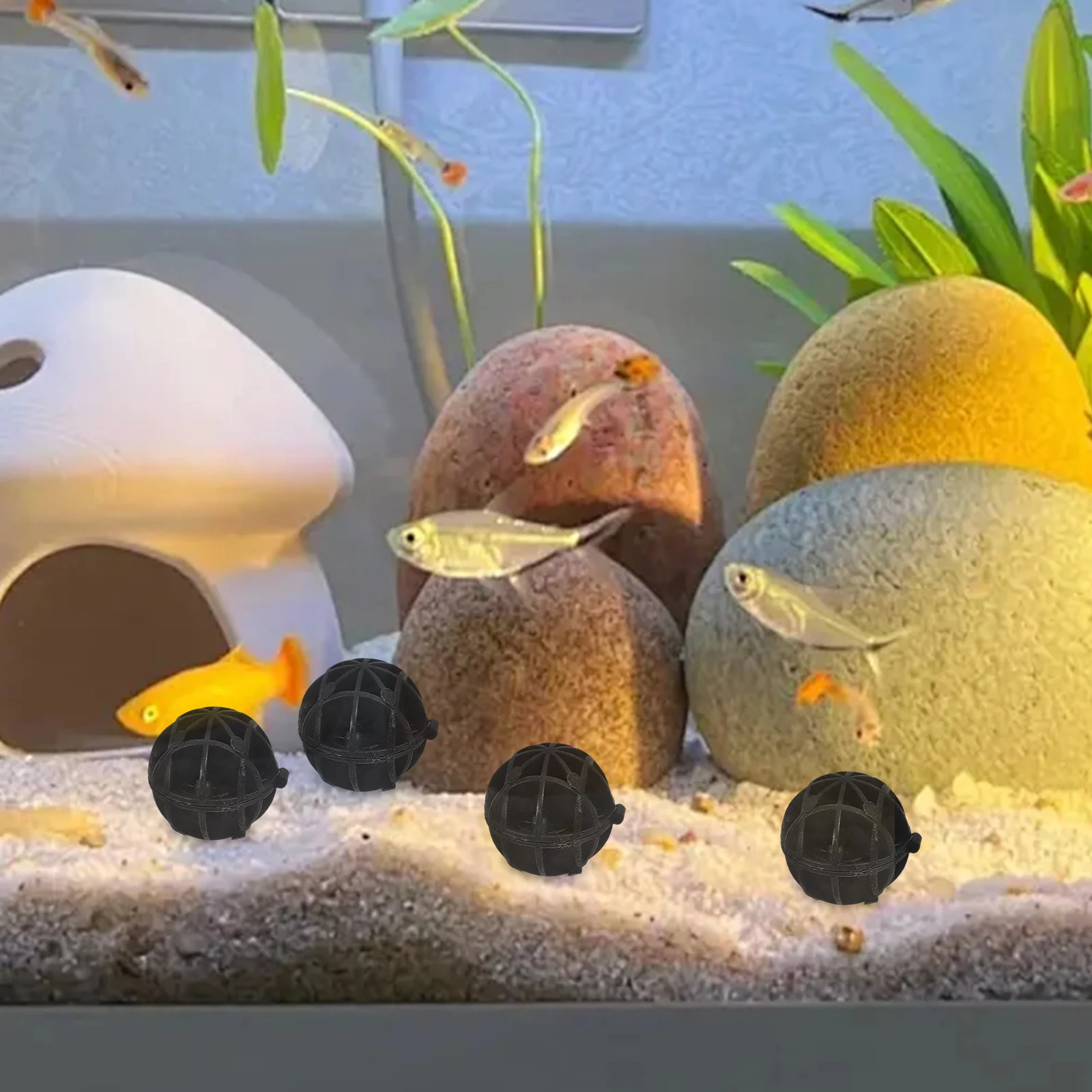 40 قطعة الوسائط البيولوجية لحوض السمك كرات تصفية صغيرة قابلة لإعادة الاستخدام بولي كلوريد الفينيل مرشح دائري بركة نظام الترشيح خزان الأسماك المياه النظيفة #3