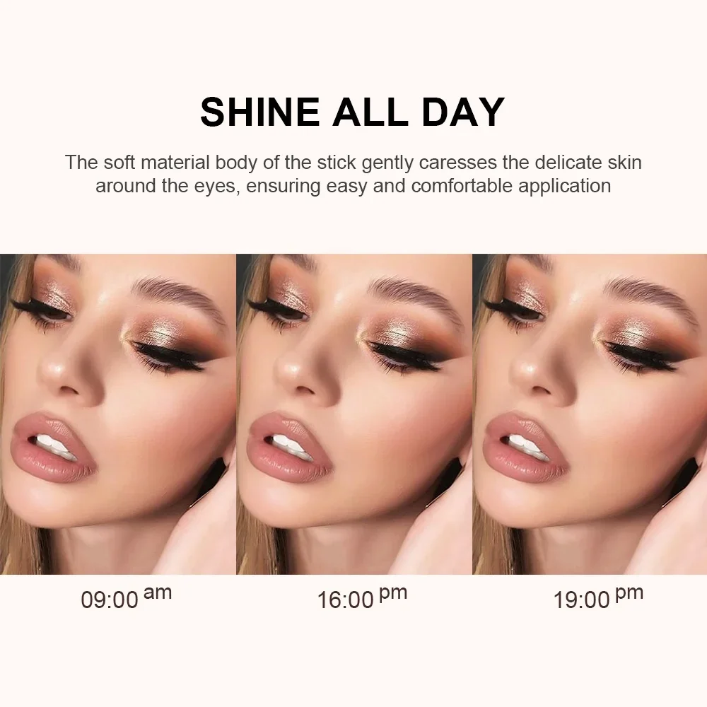 Barra de sombra de ojos, abrillantador de ojos brillante, textura suave cremosa, resistente al agua, brillo duradero, maquillaje fácil de aplicar