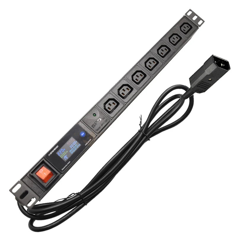 

IEC C13 outlets pdu power strip digital electricity meter surge protector 7 ways C13 socket for Network cabinet mount