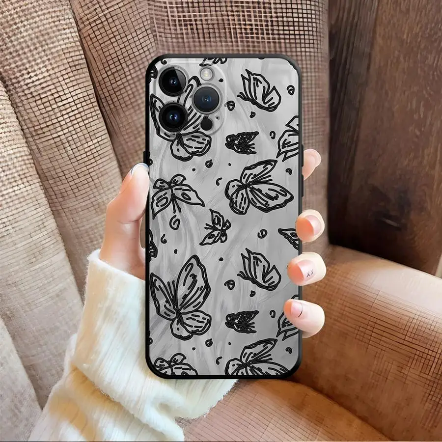 حافظة لهاتف آيفون X XS XR 11 17Air 13 Mini 15 Plus 12 14 SE 7 8 17 16 Pro Max فراشة جميلة #5