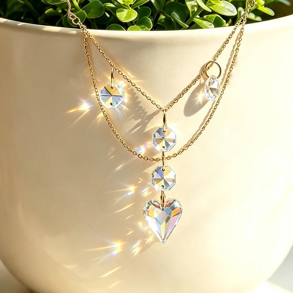 우아한 금색 체인 하트 크리스탈 선캐처, 무지개빛 옥타 - Crystal Sun Catcher 리뷰 및 가격