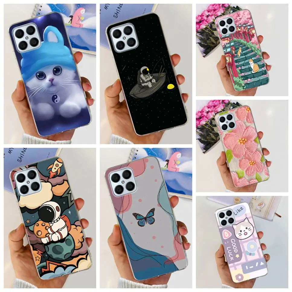 NEW For Honor X8 4G Case Cartoon Astronaut Butterfly TPU Soft Silicone Clear Cover For Huawei Honor X8 X30I X30i 4G Phone Case