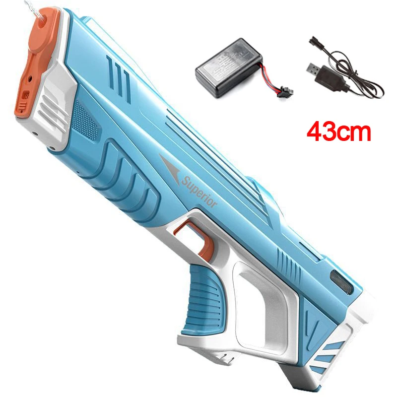 Pistolet de stockage d'eau automatique entièrement électrique, jouets portables pour enfants, jouets d'extérieur pour garçons, jeu de plage d'été pour enfants, 43cm