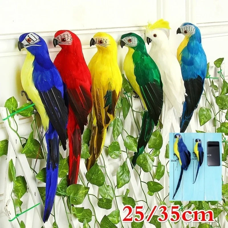 

25/35cm Handmade Simulation Parrot Creative Feather Lawn Figurine Ornament Animal Bird Garden Bird Prop Decoration