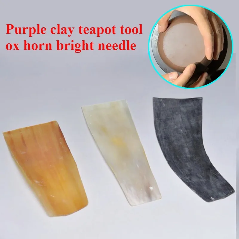 Purple Clay Teapot Tool Light Needle Black Yellow White Natural Ox Horn Scraper DIY Ceramic Teapot Vase Polish Tint Modelling