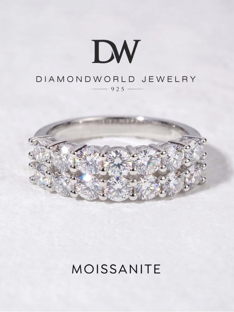 DWJ 1.4ct Real Moissanite Diamond Eternity Ring for Women 925 Sterling Silver Daily Party Gorgeous High Quality Fine Jewelry