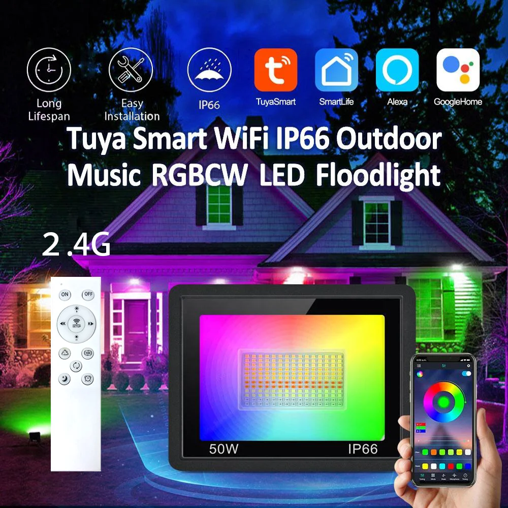 

Zigbee Tuya LED Reflector,Smart Home Floodlight Outdoor Spotlight Waterproof Rgb Warm Cool Light Tuya App Via Alexa Google Home