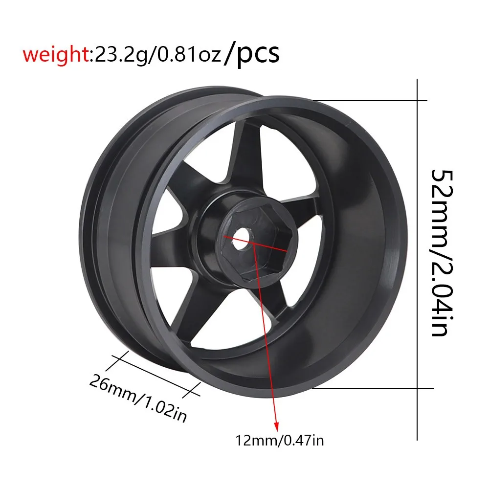 4pcs 52mm Metal Wheel Rim Hub For 1/10 Hsp 94123 Hpi Sakura Flat Running Drift Traxxas Hpi Axial Tamiya Xis Cs D4 Tt02 Yokomo