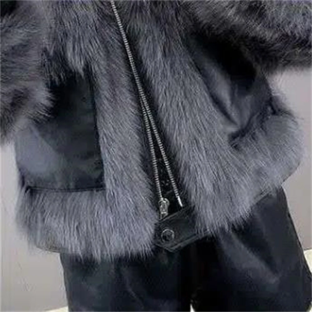 Elegant Plush Fur Coats Outerwear Overcoat Mink Fur Thick Warm Fur Coat Winter Fashion Faux Fur Jacket Fluffy Spring