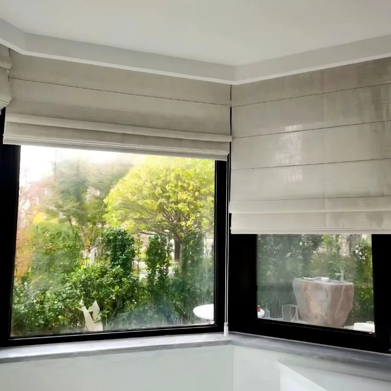 

Полностью затемняющие римские шторы с электроприводом, рулонные жалюзи из экологичного полиэстера для свадеб и отелей, на заказ