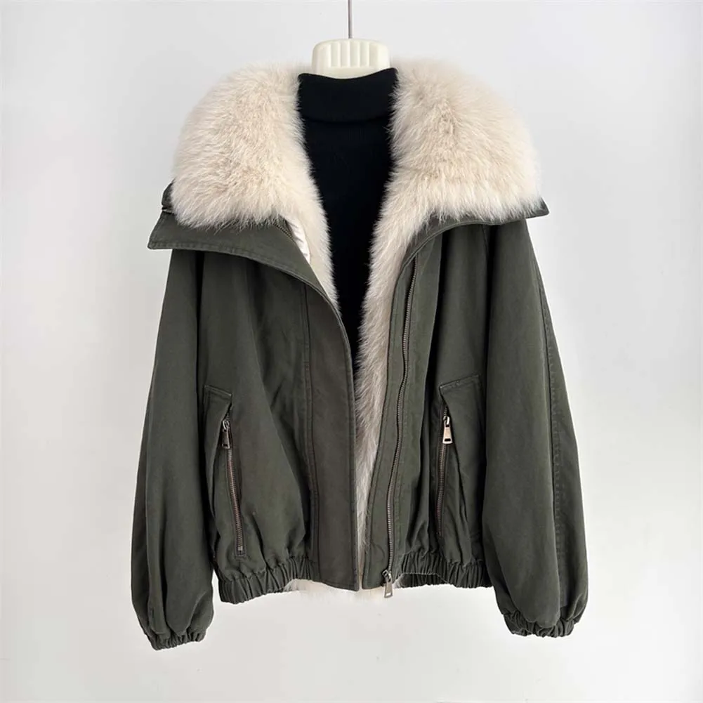 新ファッション冬カジュアルパファージャケット天然フォックスファー襟付きコートグースダウンジャケット高級婦人用パーカー衣料