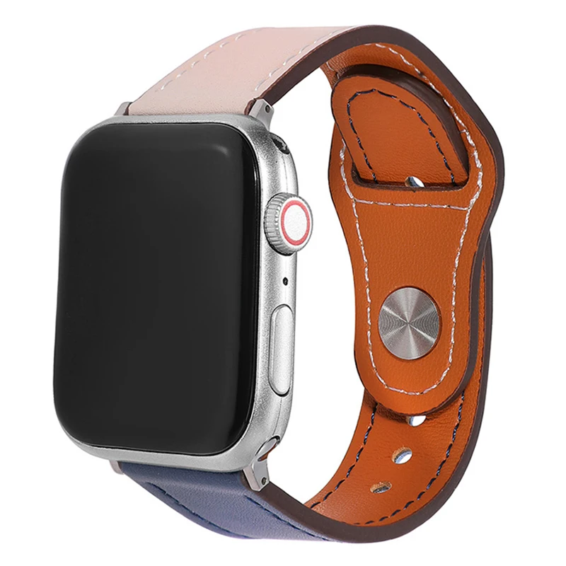 P55 Smart Watchband for Women Men Rivet Cowhide Strap For Apple iWatch 3 4 5 6 se band 44 40 42 38mm Bracelets Free Delivery