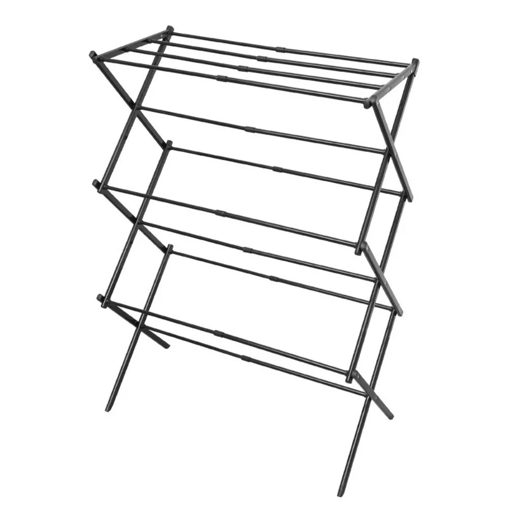 

Foldable Clothes Drying Rack Collapsible 3-Layer Laundry Stand Easy Assembly Steel Frame Cooling Clothes Rack Balcony