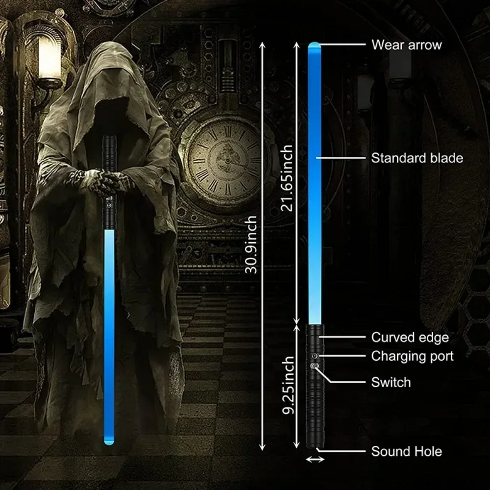 Metal Handle Lightsaber RGB 7 Colors Change LED Laser Sword Two In One Switchable Double-edged Saber Sound Full Cosplay Gift