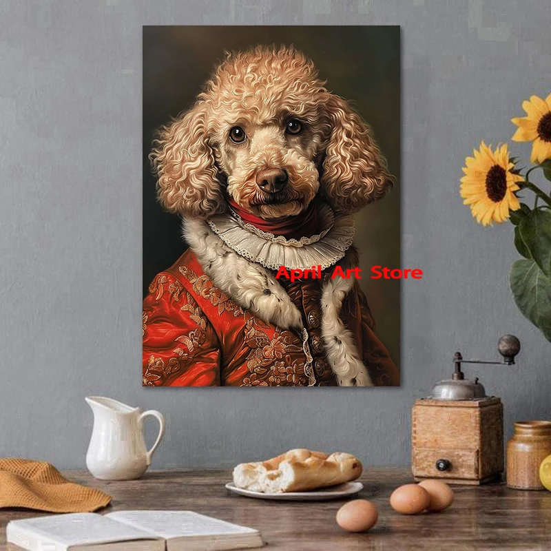 Rottweiler Bulldog Poodle Basset Dog Royal Suit Portrait Poster Prints Canvas Painting Wall Art Picture Living Room Home Decor