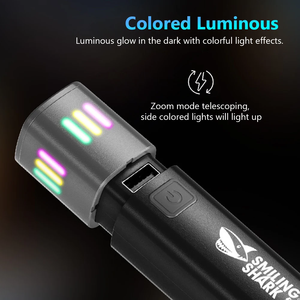 Torcia XPE + COB LED ad alta luminosità Torcia esterna ricaricabile USB Torcia zoomabile per pesca escursionistica all'aperto