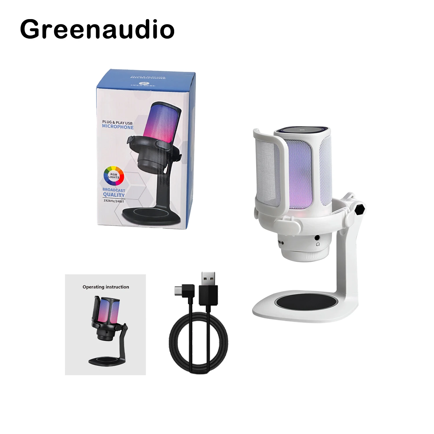 GAM-S1 Streaming Gaming Mic for Smartphone PC Recording Cardioid Condenser Microphone Plug & Play RGB Audio Microphone