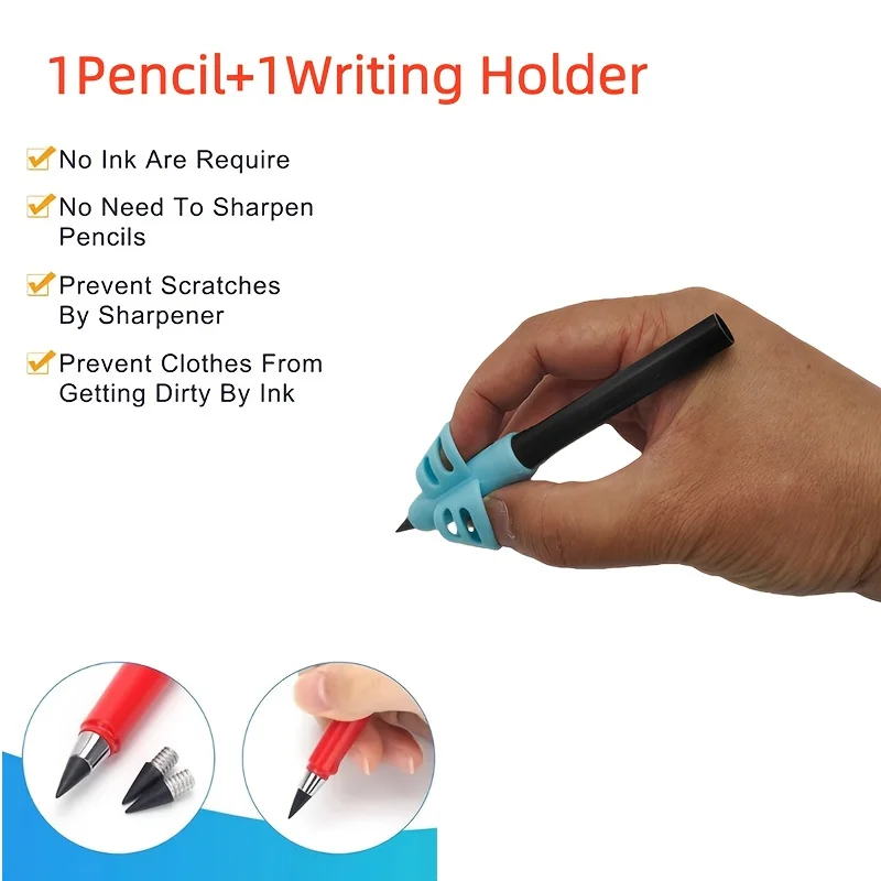 1pc Pencils No Need To Sharpen Endless Pencils Art and Painting Pencils and 1pc  Writing Pencil Pan Holder