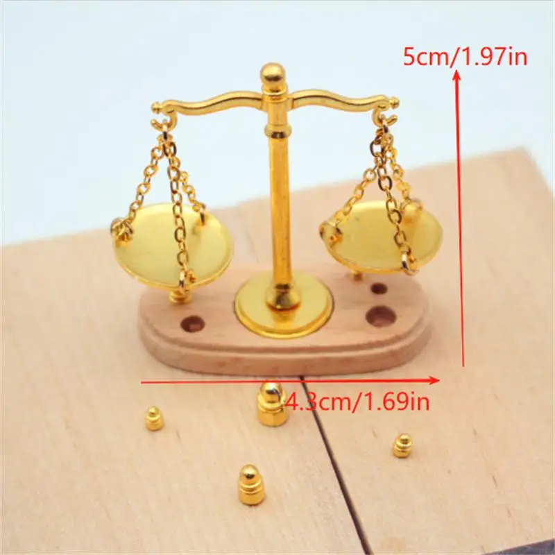 1:12 Dollhouse Vintage Balance Scale Miniatures Of Doll House Decor Kids Pretend Play Toys Ornaments Gifts Model Accessories view 2