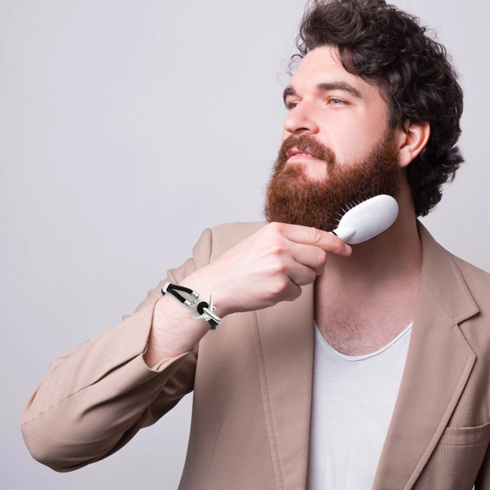 Sterling Rope Chain Men Simple Bracelet Machine Wrist Decor Jewelry Stylish Band Man