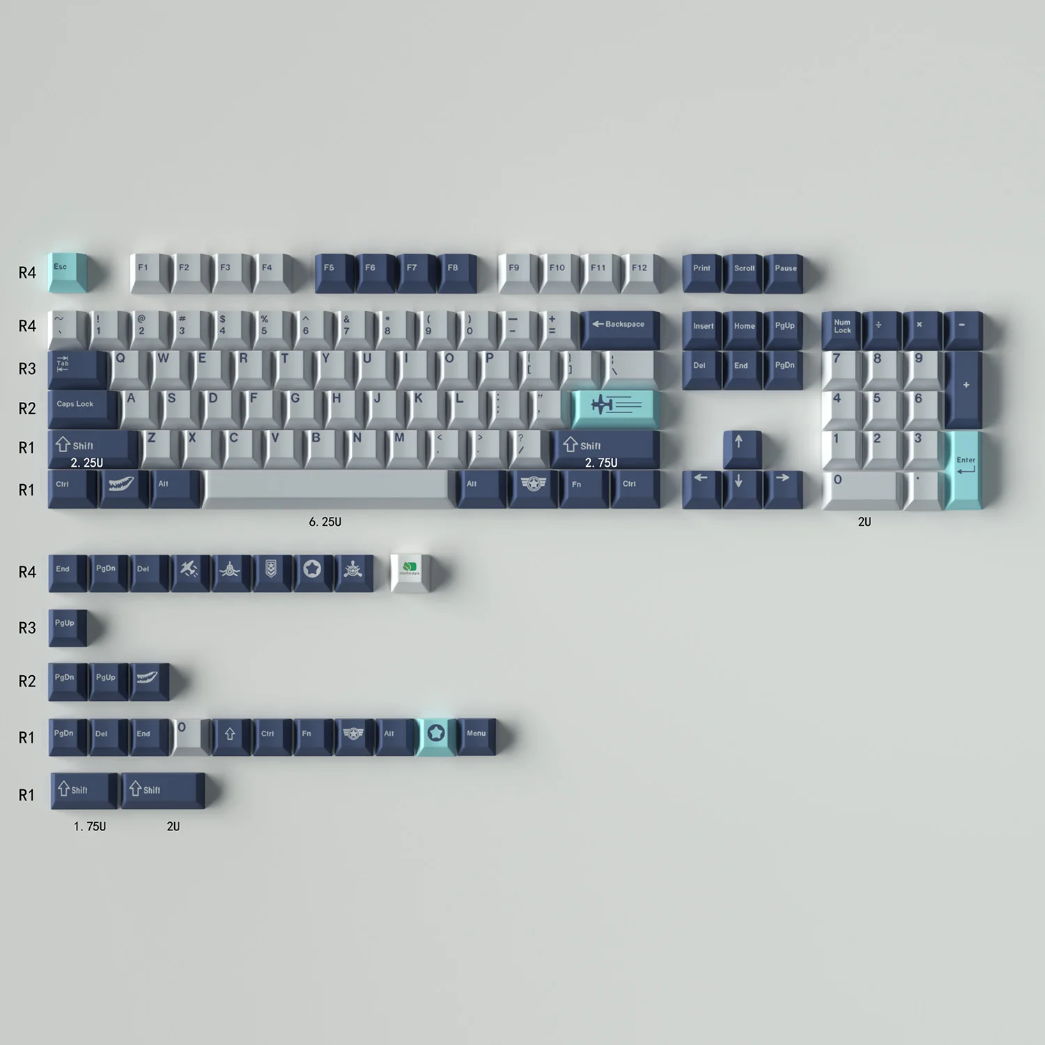 GMK Pacific Pacific Key Cap Grey Full Set Cherry Factory Height PBT Heat Sublimation 64/87/98