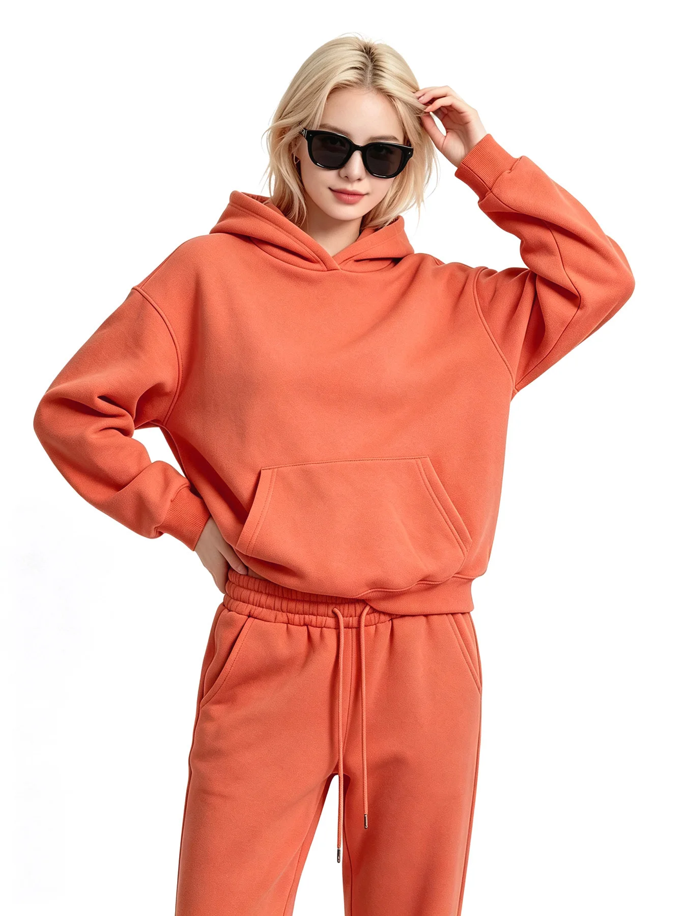 Women Hoodie Set Top and Pants Two Piece, Casual Sweatshirt, Fleece Loose Pullover Hooded Tracksuit Sports, Daily wear Sweatsuit
