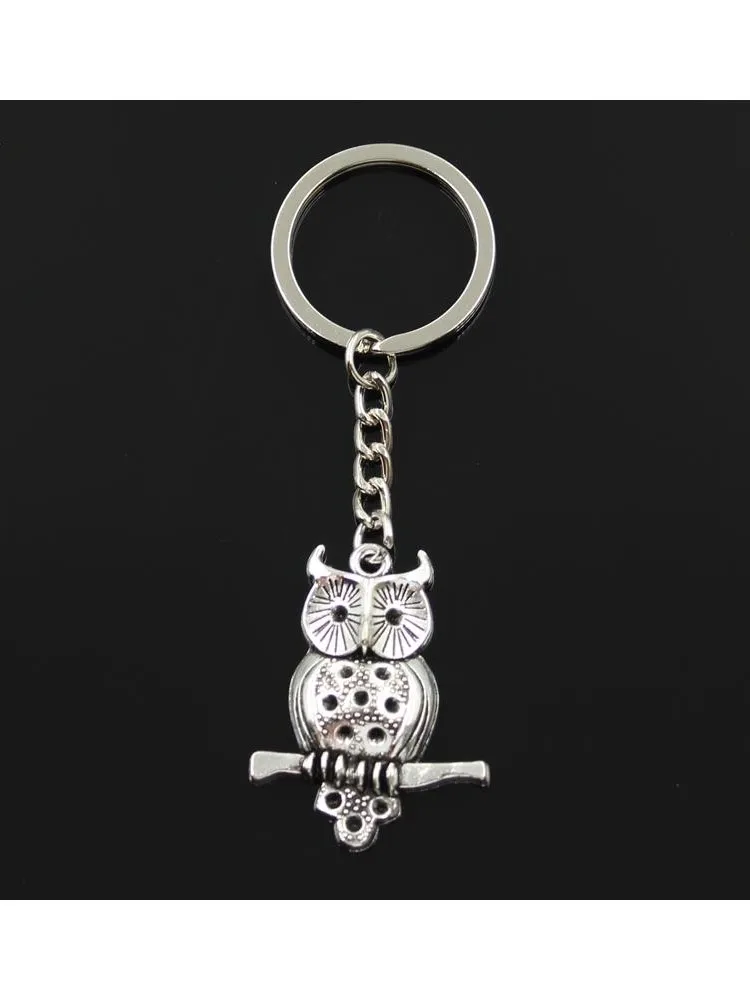 Moda 30mm breloczek metalowy breloczek brelok biżuteria antyczny srebrny kolorowy platerowany sowa stojący oddział 40x31mm wisiorek — zdjęcie 2