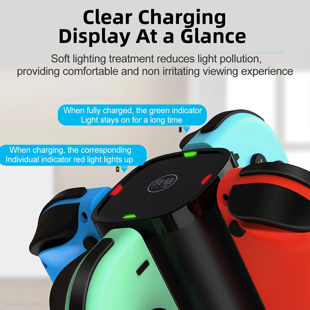 IINE Charging Dock for Nintendo Switch Joycon 4 in 1 Controller Charger NS Accessories Clear Charging Display Easy Operation