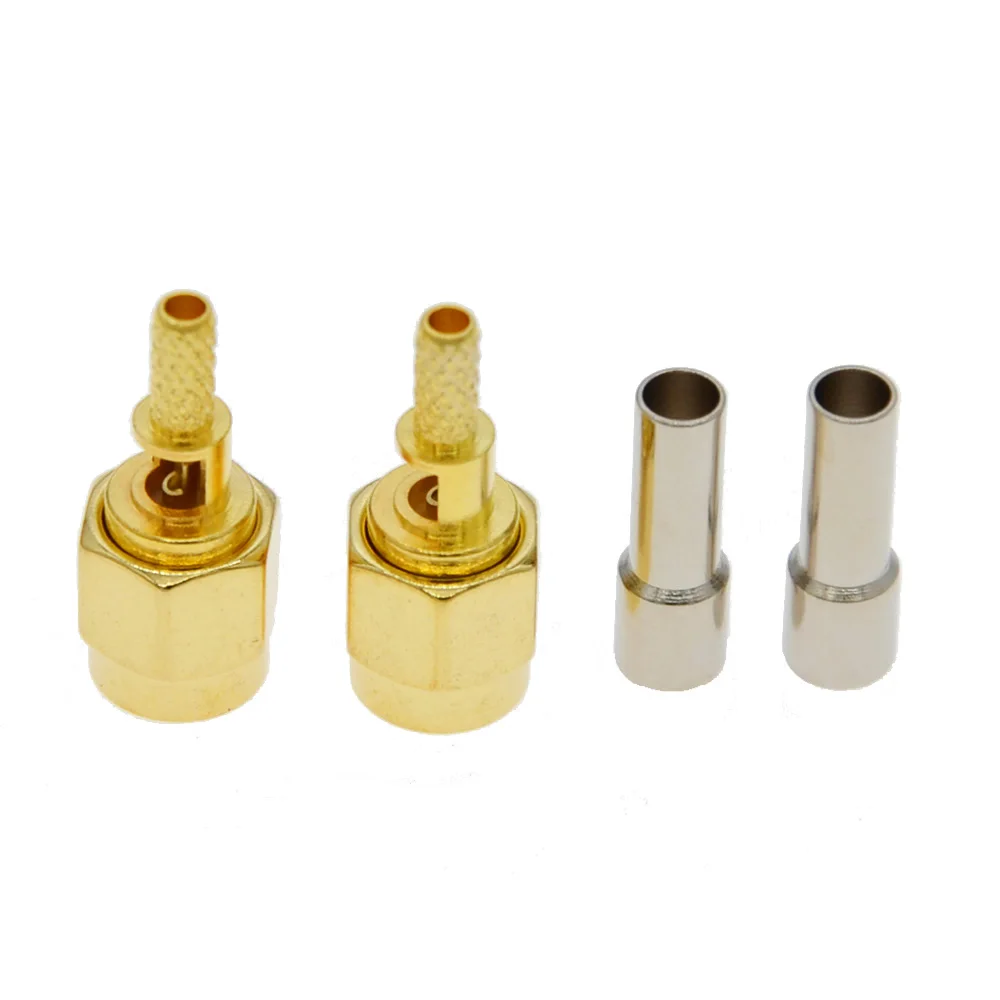 100pcs/lot SMA male plug window crimp RG174 RG316 LMR100 cable RF Connector Gold Plated BEVOTOP