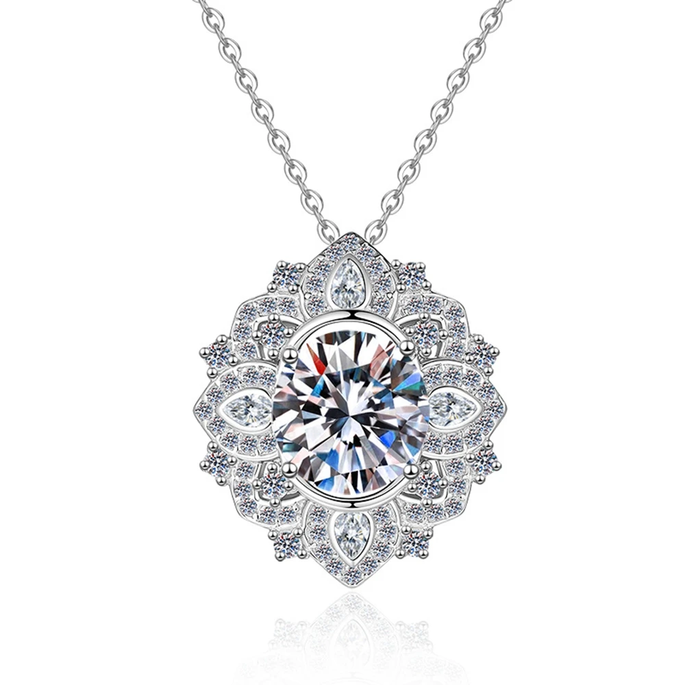 D Color VVS1 9MM 3CT Moissanite Pendant Necklace S925 Sterling Silver for Woman Birthday Mother's Day Party Jewelry Gift