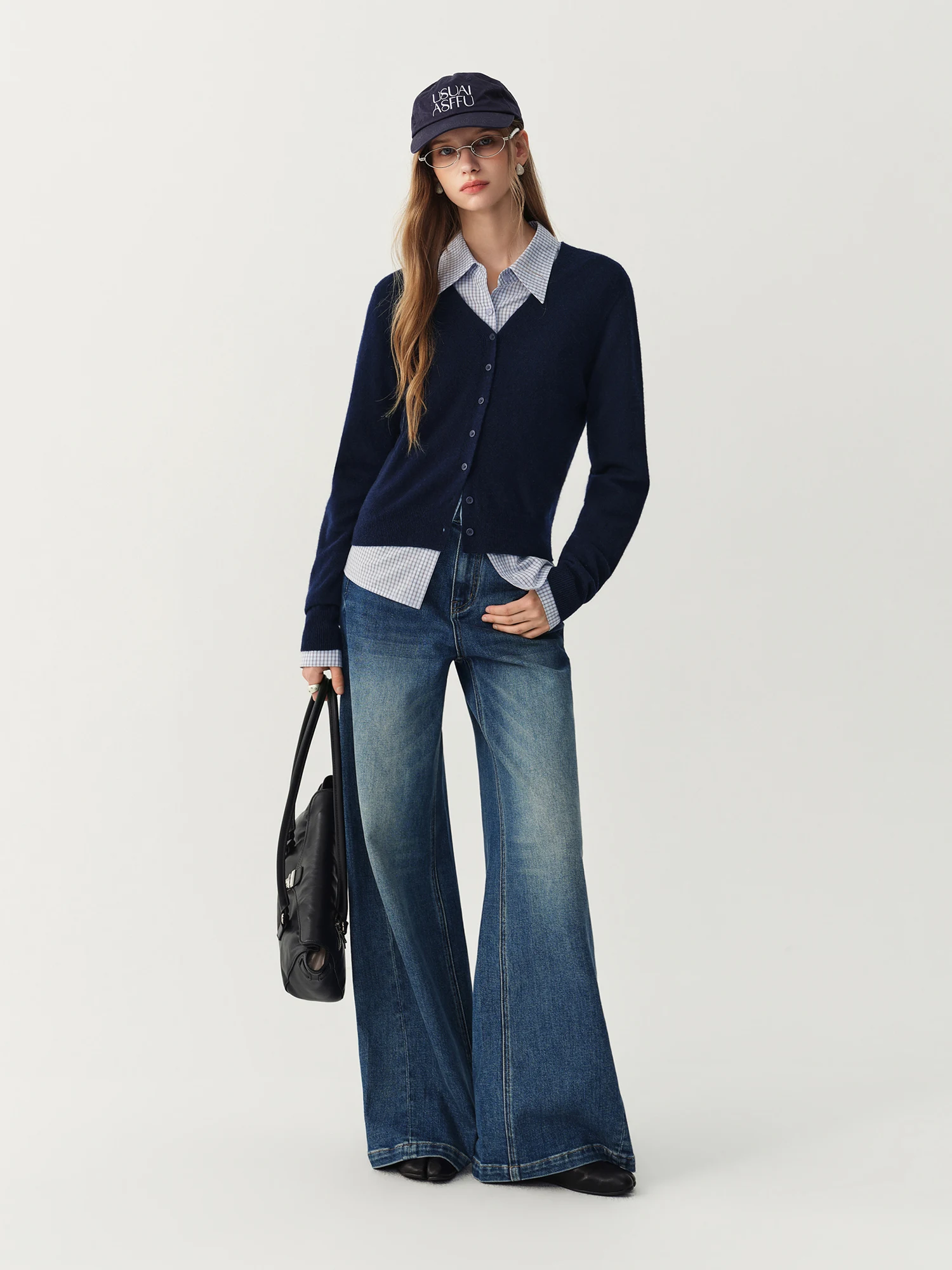 FSLE Damen-Strickcardigan aus 100 % Wolle, Winter 2026 Neuheit, weicher, warmer Strickpullover, lässig-elegante, vorne offene Oberbekleidung für Damen – Detail 15
