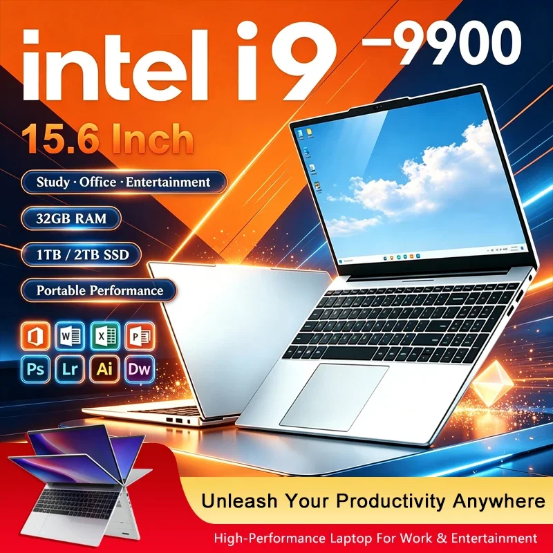 Notebook Gamer de 15,6 polegadas com i9-9900, 16GB de RAM, 1TB/2TB SSD, Windows 11, resolução 1920*1080P, para escritório e estudo.