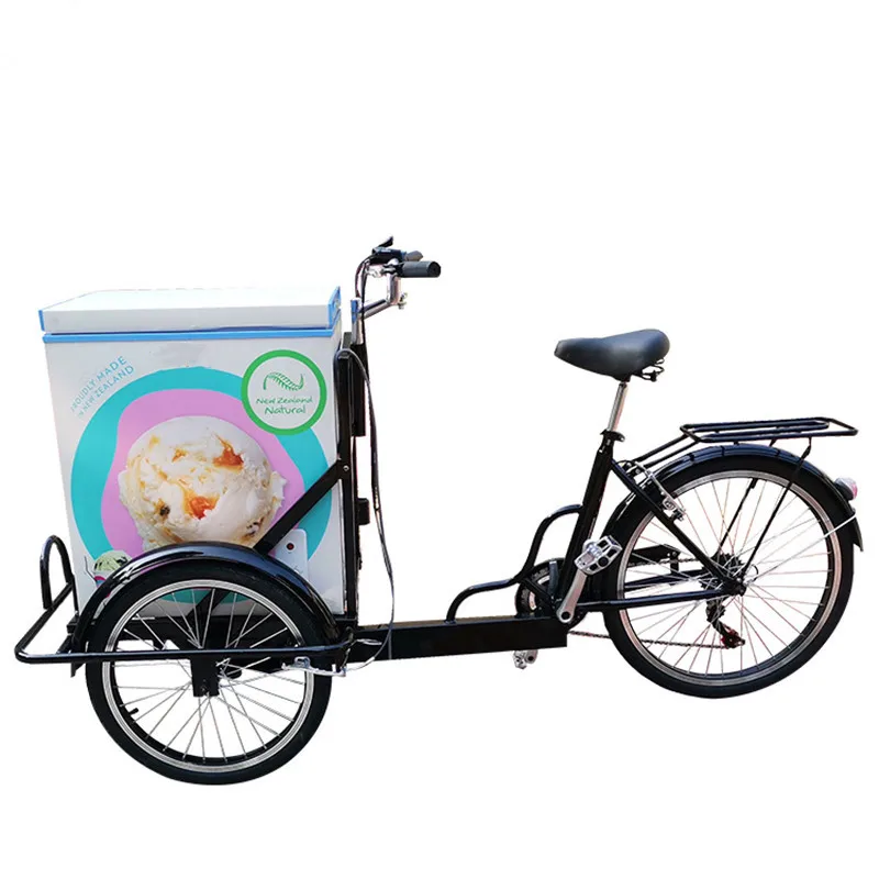 Outdoor Ice Cream Popsicle Vending Bikes Electric Pedal Freezer Bike Beverage Gourmet Bicycle Mobile Street Coffee Cart Kiosk